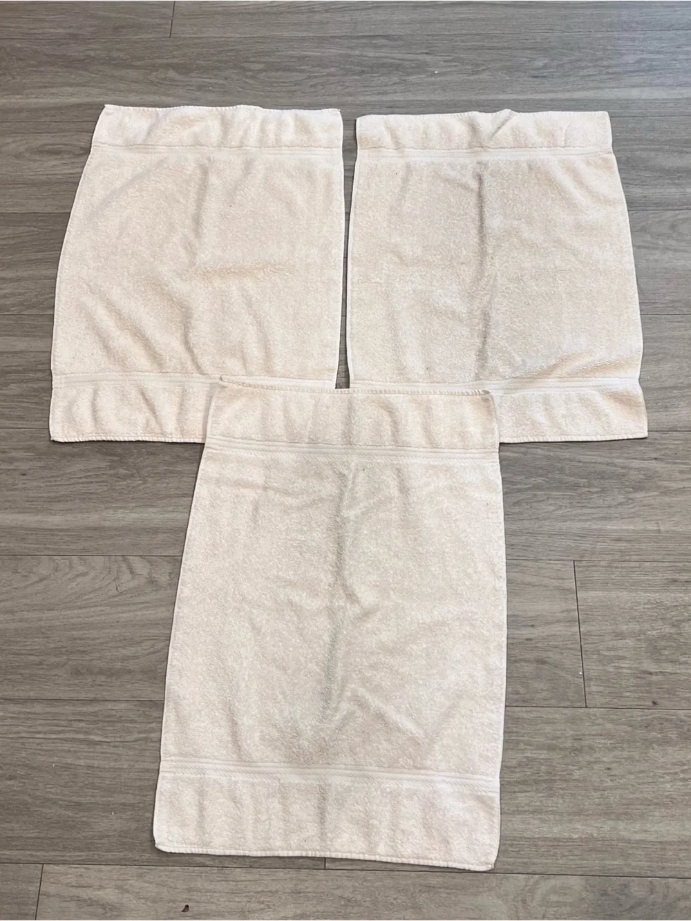 Vintage Martex USA Cream Cotton Hand Towels Set of 3